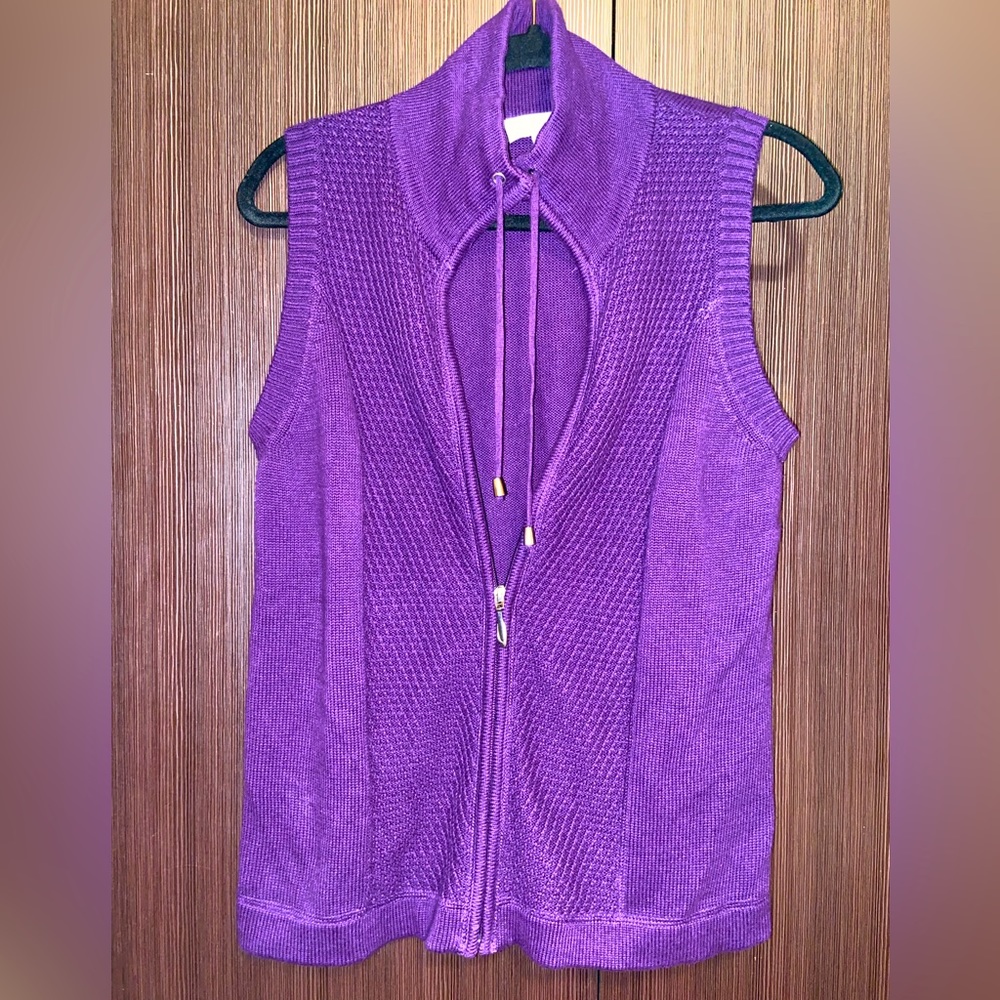 Christopher Banks M Sweater Vest Zip front purple